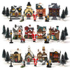 Travelwant 10Pcs/Set Christmas Village - LED Lighted Christmas Village Houses with Figurines, Christmas Village Collection Indoor Room Decor