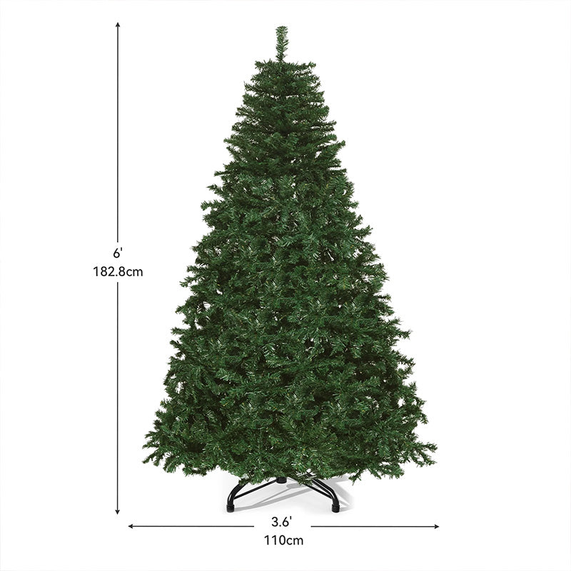 Uforic 6ft Pre-Lit Artificial Christmas Tree with 880 Tips and 250 Warm Lights for Home and Party