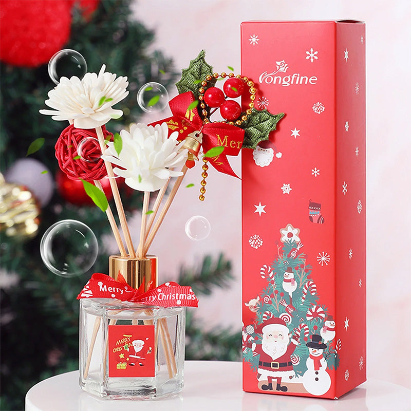 Christmas Reed Diffuser, Fragrance Diffuser Festive Aromas for Home, Reed Diffuser, Long-Lasting Holiday Scents for Bedroom, Bathroom, Office